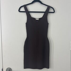 Babaton Sculpt Knit Brown Bodycon Dress